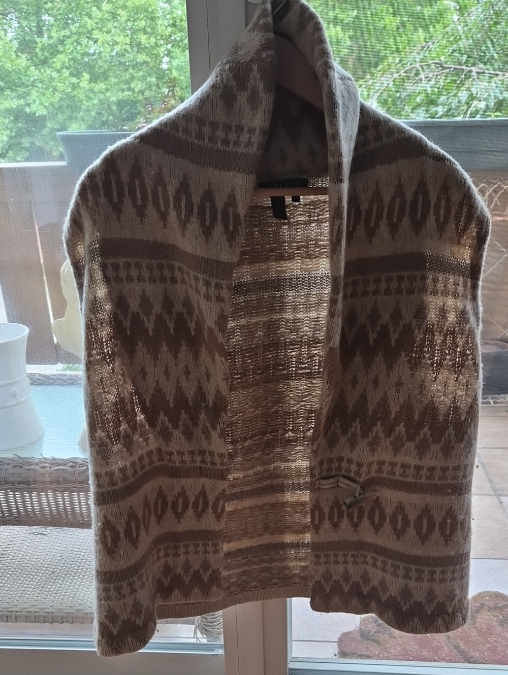 Ralph Lauren Taupe and Cream Knit Open-Front Cardigan Vest